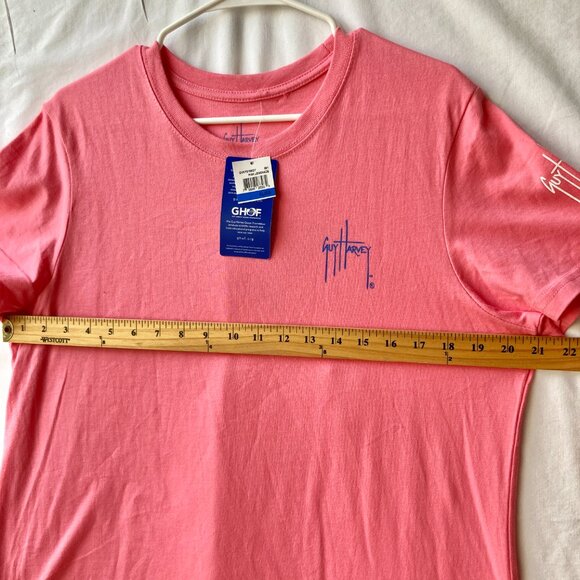 Guy Harvey Fishing T-Shirt Swordfish Womens Size XL Pink Lemonade Cayman Islands - Picture 12 of 15
